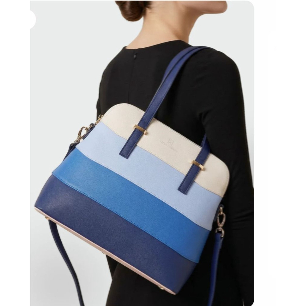 Karla Hanson Grace Dome Satchel Bag Blue Tone